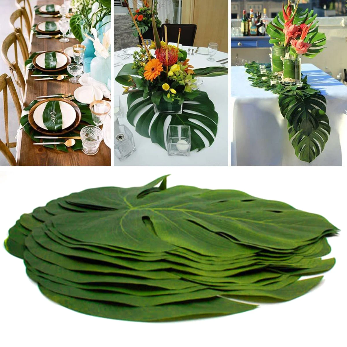 Artificial Tropical Palm Leaves: Jungle Party Safari Hawaiian Table Decor 3 S0e56f6056194495babb771fa09305b60R