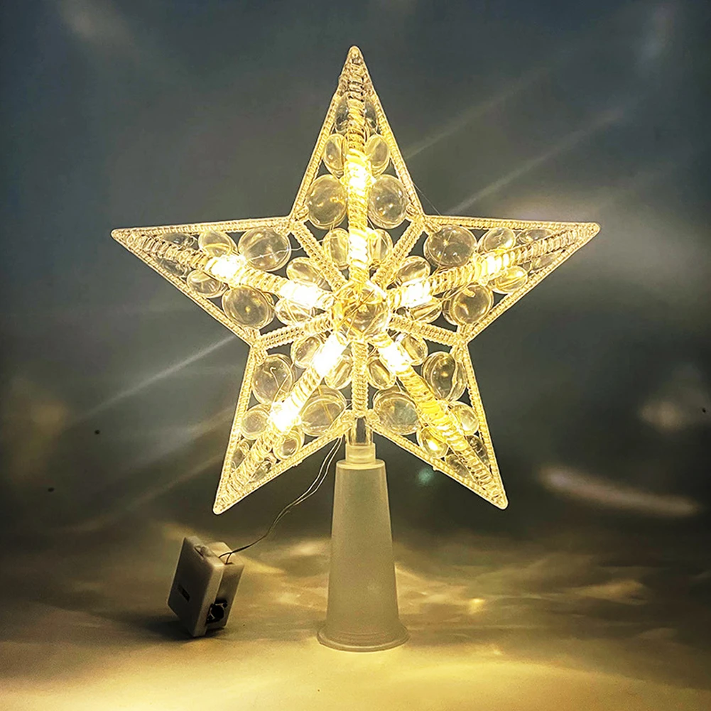 15cm LED Christmas Tree Top Star Light – Glowing Tree Topper Lamp for Xmas Tree Decoration & Party Décor