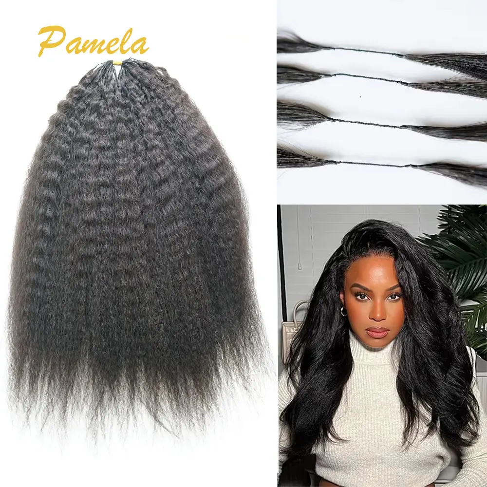 Kinky Straight Feather Crochet Braids 100% Human Hair Extension Knotless Crochet Hair Braided Glueless Human Hair Extensions