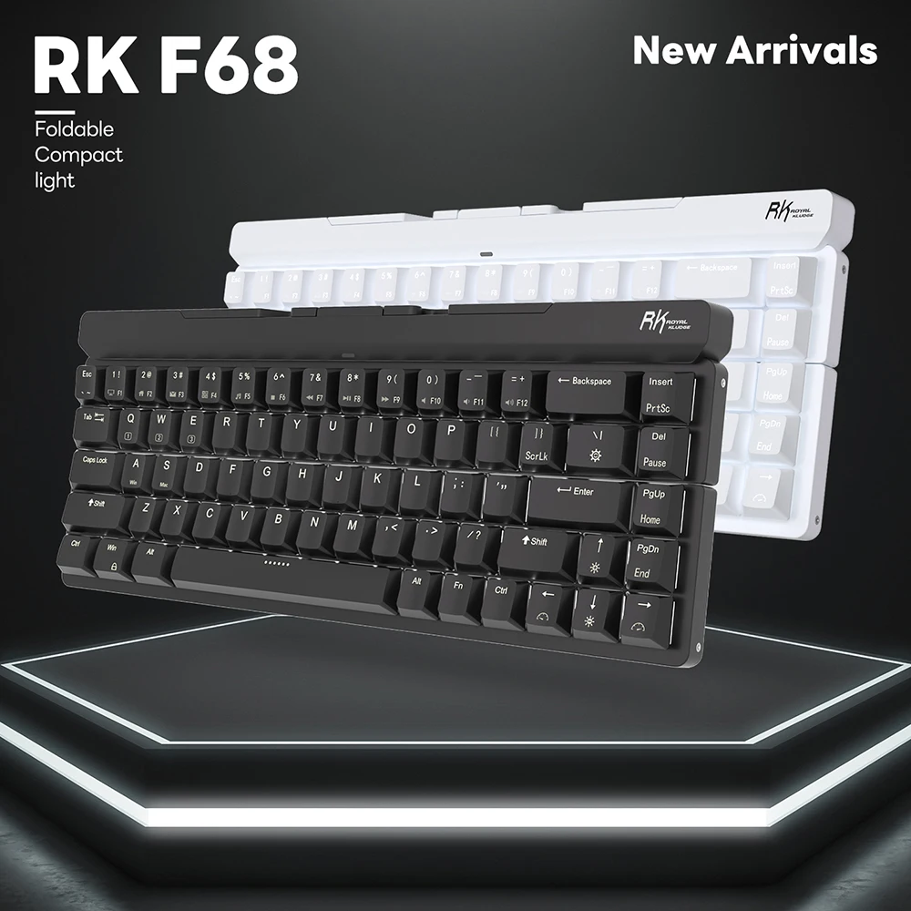 RKF68 Royal Kludge Foldable Mini Mechanical Keyboard Blutooth Wireless USB Wired 68 Key Gamer Keyboards for Travel Laptop Phone