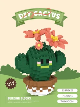 Potting Building Blocks Mini Cactus Tabletop Decoration Eternal Life Flower Succulent Pot Diy Assembling Model Children Toy Gift 16