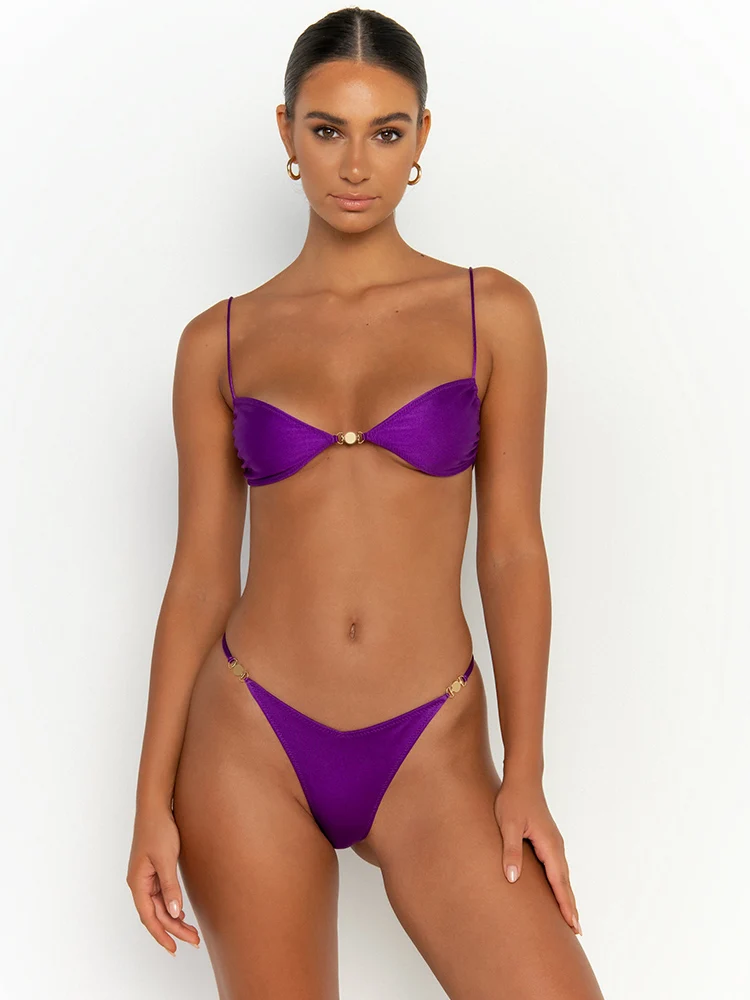Sexy Bikini Micro Thong Swimwear Women 2023 Sexy Swimsuit Push Up Biquini Brazilian Soild Bathing Suit Patchwork Beachwear