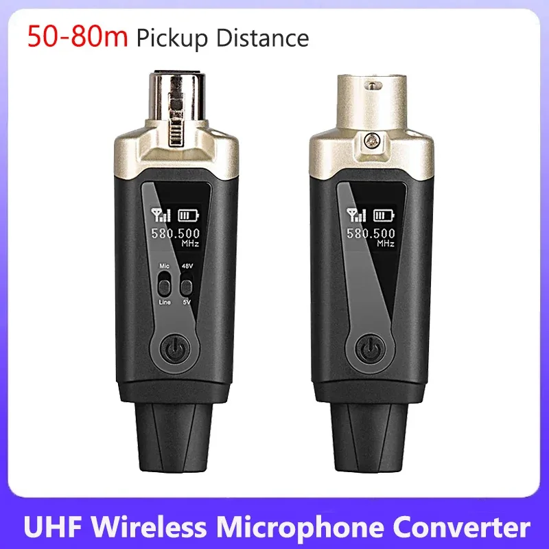 UHF 무선 마이크 컨버터 XLR 송신기 및 리시버, 콘덴서 마이크 기타 리시버 변속기 어댑터