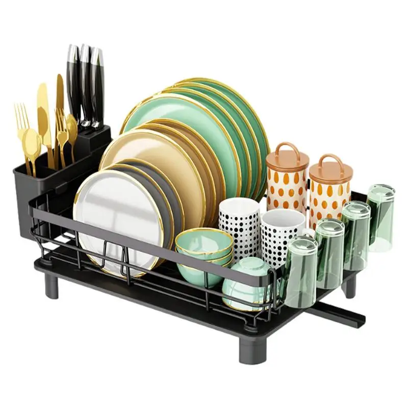 

Kitchen Dish Bowl Draining Storage Rack With Chopstick Cage Household Tableware Organizer Tray Box Basket