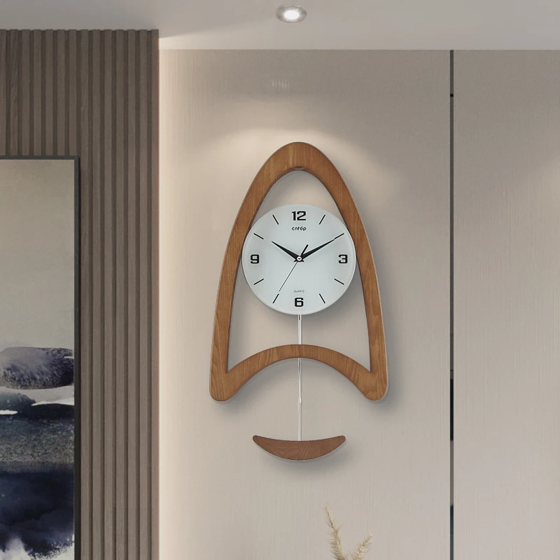 

Wood Clock Modern Simple Wall Clock Living Room Light Luxury Creative Home Fashion Clock Atmospheric Silent Wall Watch Wedding