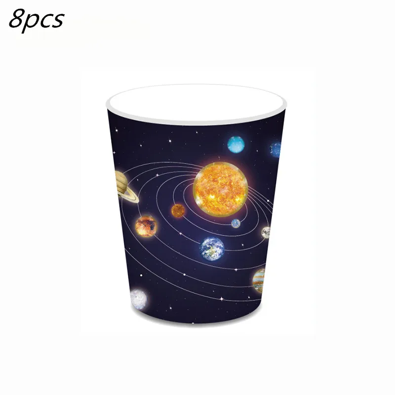Description Picture 4 of itemAstronaut Solar Universe Space Theme Party Supplies Disposable Tableware Paper Cup Plates Napkins Kids Birthday Party Decoration
