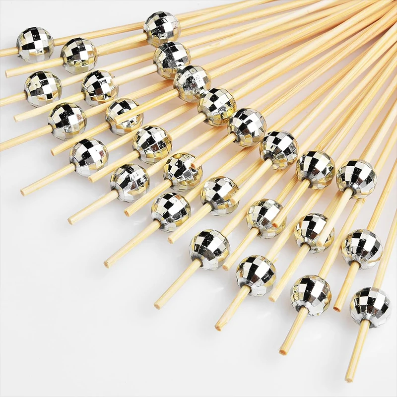 100 stücke Spiegel Disco Ball Lebensmittel Obst Picks Glitter Cocktail Picks Hochzeit Party Einweg Kuchen Dessert Cocktail Sticks Zahnbild
