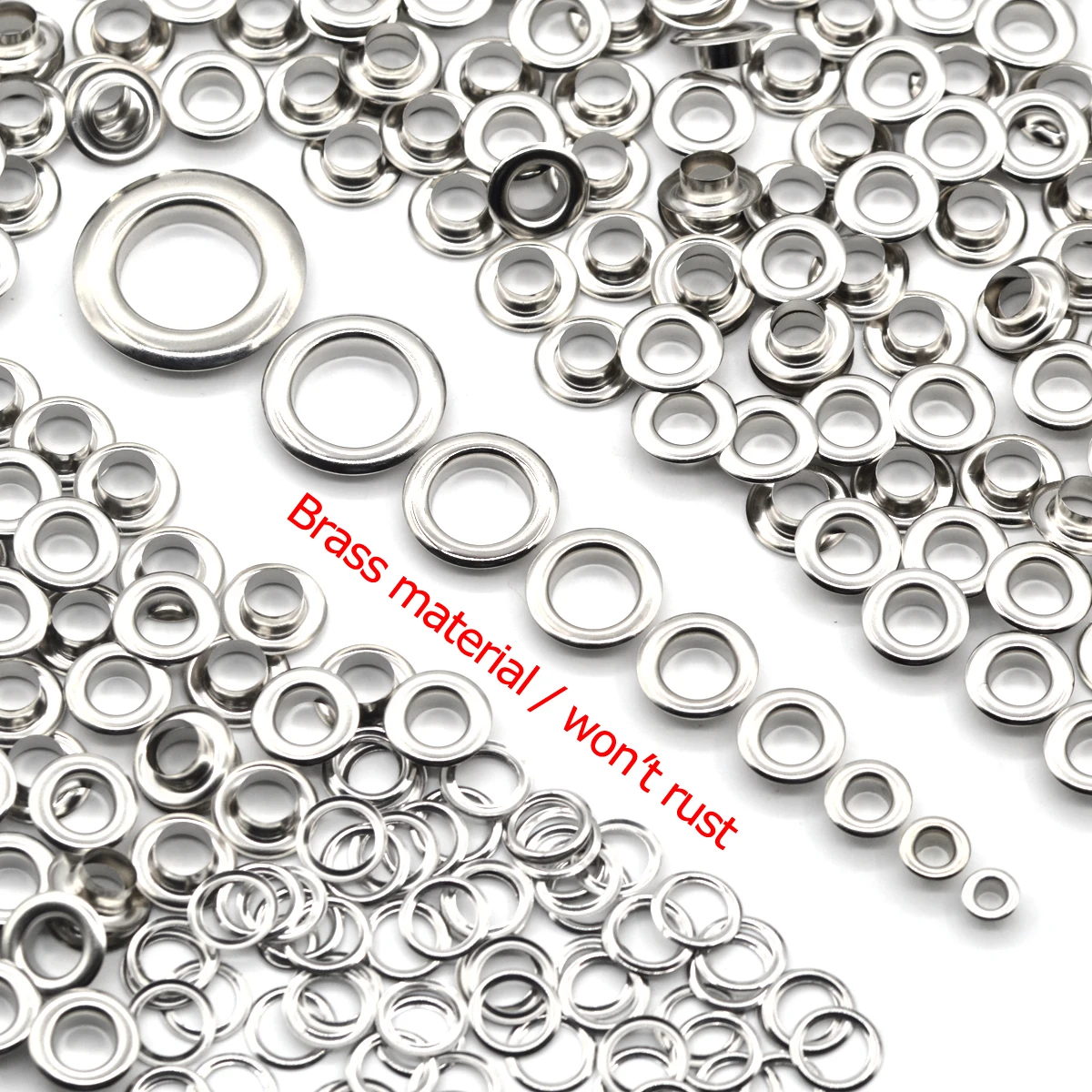 Eyelet Grommet Ring Eyelet Grommet Ring Kit Grommet Eyelet Kit KALASO Brass Material Silver Color Grommet Eyelets With Washer Leather Craft Shoes Belt Cap Clothes Handmade DIY Accessories