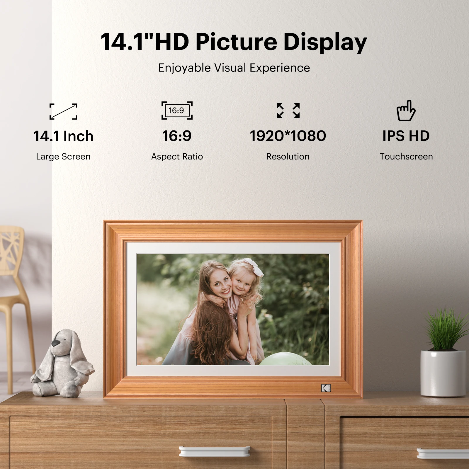KODAK 14.1 inch WIFI Digital Photo Frame 1920*1280  IPS Screen Picture Music Movie Function 32G Built-in storage Full Function