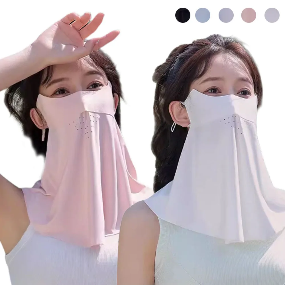 

Летняя Солнцезащитная Шелковая Маска, сетчатая дышащая маска для лица, уличная накидка на шею, шарф с защитой от УФ-лучей, бесследный, лицевой