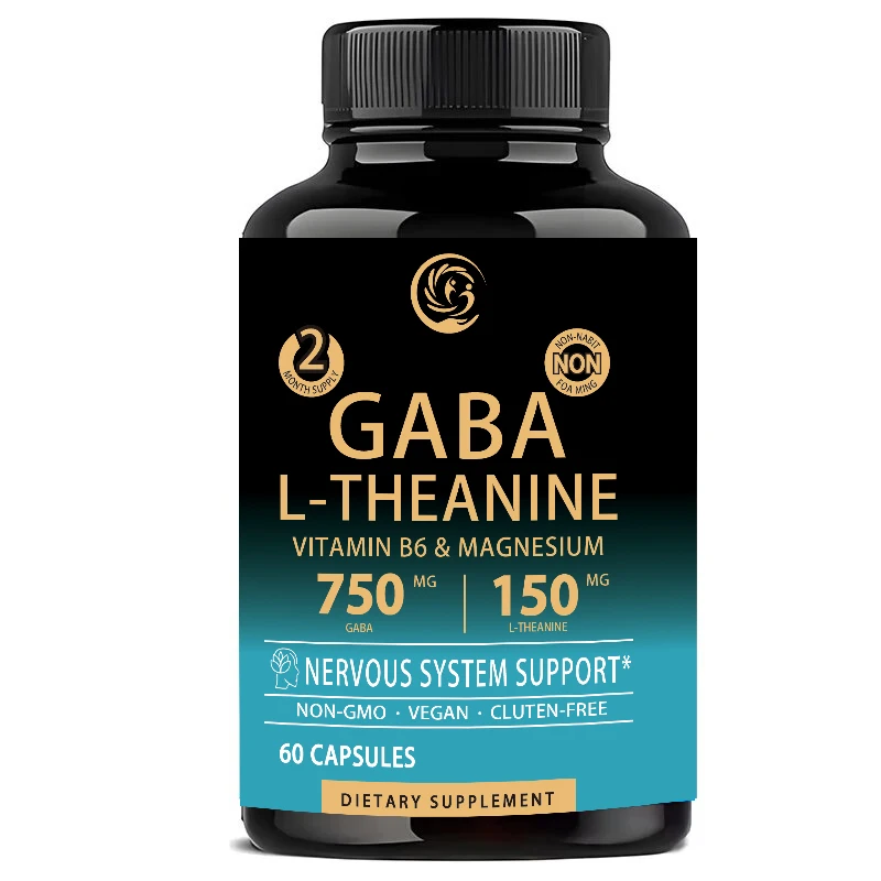 Magnesium Supplements GABA L-theanine-stress relieving supplement-magnesium vitamin B6-750 mg Gamma aminobutyric acid