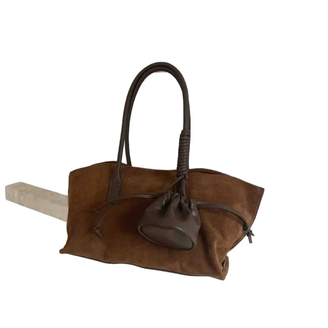 Toptrends nubuck Genuine Leather Large Shoulder For Women Luxury Designer Office Messenger Bags Satchel Cow Ladies Handbags