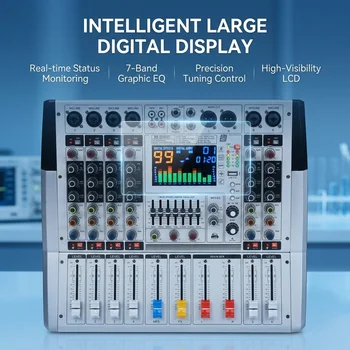 VR-6 PRO Amplifier Mixing Console with Bluetooth DJ Audio Mixer | 550W High Power Output, 99 DSP Effects, Large Screen Spectrum Display, Intelligent Noise Reduction for Bar Stage, Studio 6