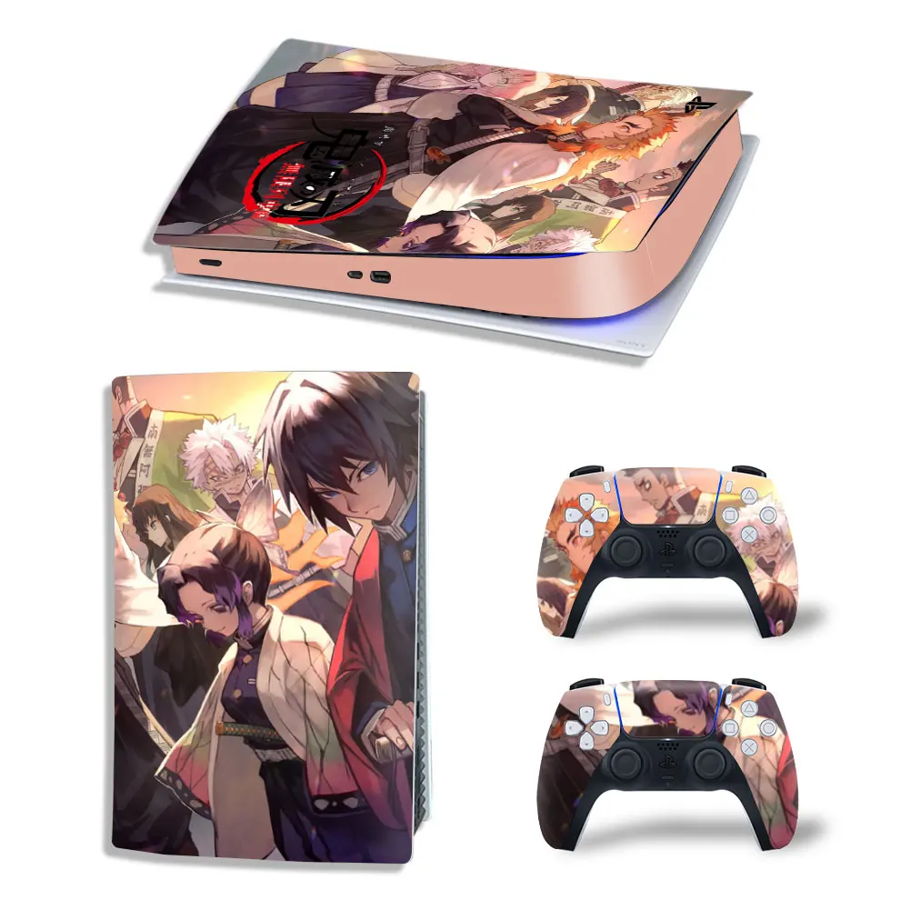Demon Slayer Tanjiro PS5 Digital Edition Skin Decal Cover for PlayStation 5 Console and 2 Controllers PS5 Skin Sticker Vinyl 