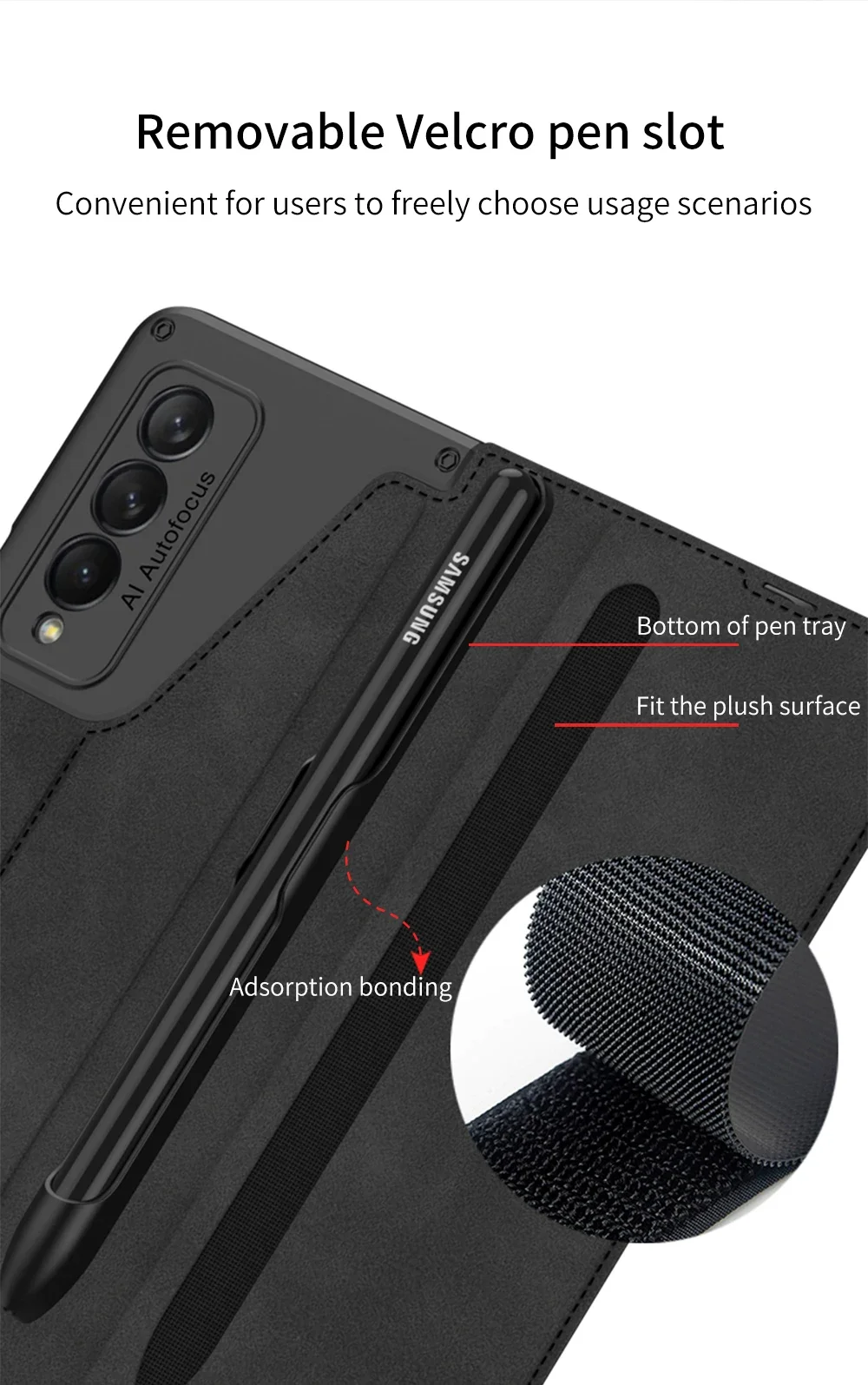 Original Case For Samsung Galaxy Z Fold 4 3 Frosted Leather Card Package Pen Hol