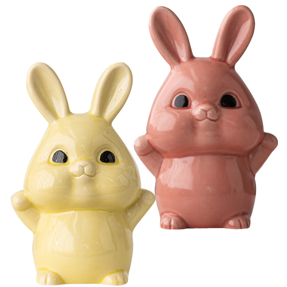 

Chinese Zodiac Rabbit Statue Ceramic Ornament Birthday Decoration for Girl Figurine