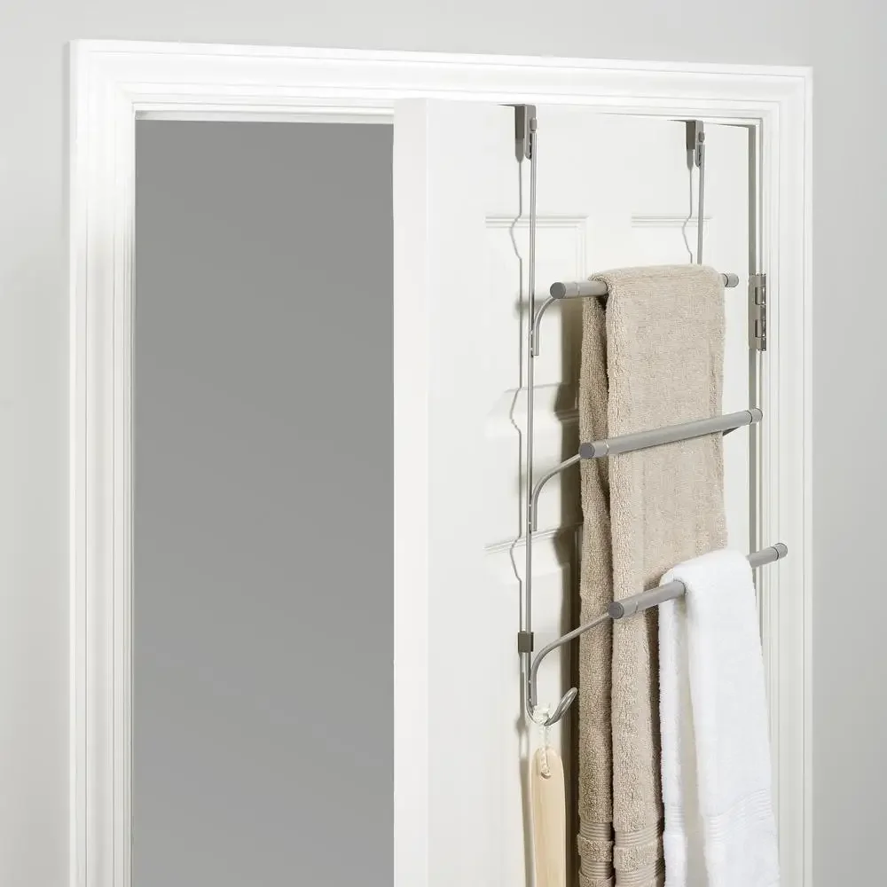 3-Tier Portable Towel Bar with SnugFit Technology Satin Nickel