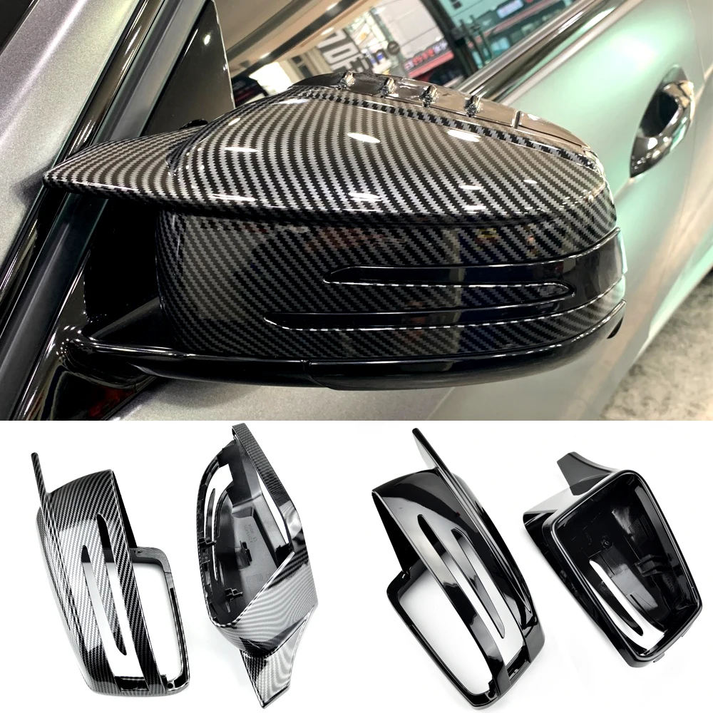 

2pcs Replacement Carbon Fiber Pattern Rearview Side Mirror Cover Caps For Mercedes Benz W176 W246 W204 W212 W221 C117 X204 X156
