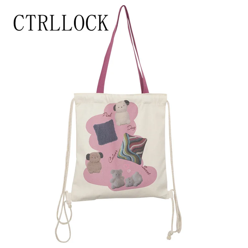 

CTRLLOCK, повседневная Холщовая Сумка с фруктами, женский рюкзак с регулируемыми ремешками, уличная одежда