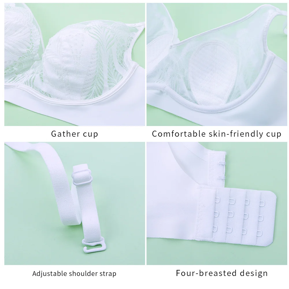 Meizimei Plus Size Bra Ulta Thin Sexy Bralette Crop Top Underwear Push Up Strapless BH Lace Female Bra Lingerie Brassiere A B C