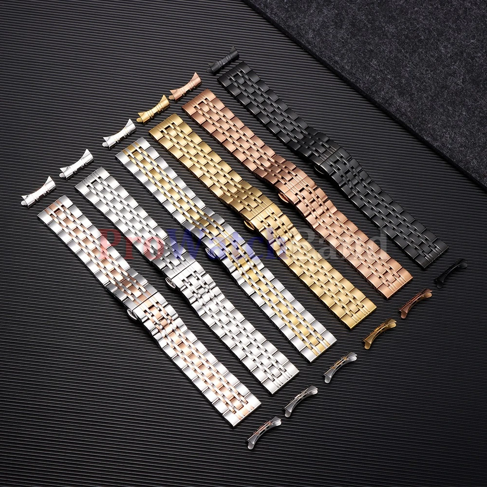 Elegant Curved End Stainless Steel Watchband Bracelet