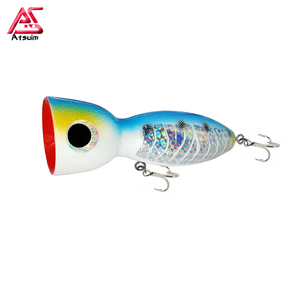 

AS Trolling Lure Glow Popper Tuna Wood Bait Boat Fishing 125g145g BKK Treble Hooks Saltwater Topwater Carp SwimBait Leurre