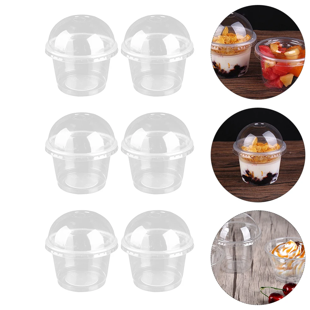 50pcs 250/360/500ML Disposable Mousse Milk Cake Cups With Lid Clear Plastic Pudding Jelly Dessert Yogurt Party Favors