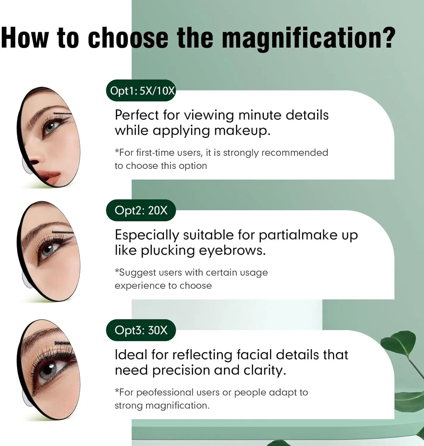 5X Magnifying Mirror 3Suction Cup Large 3.5Inch Magnified Mirror 20X Travel Portable Round High Magnification Makeup