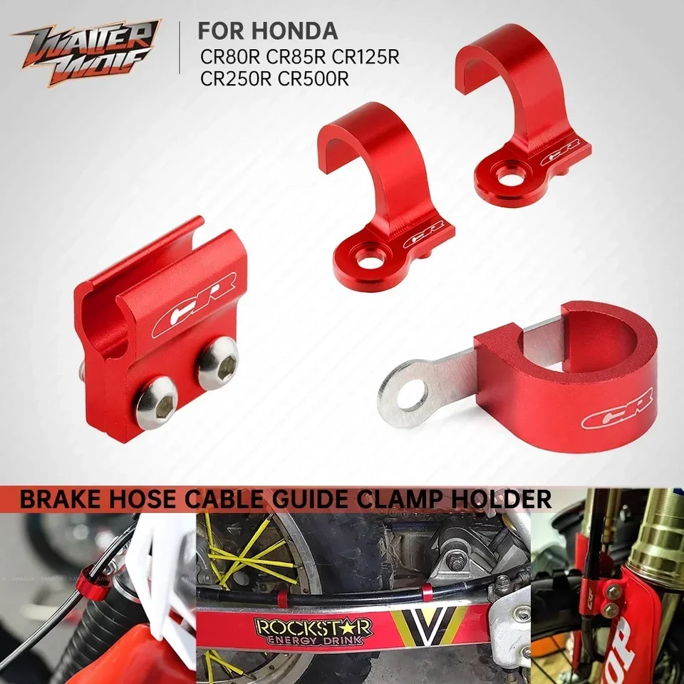 Front Brake Line Cable Clamp For Honda CR/CRF 85 125 250 450 | Red Anodized Aluminum