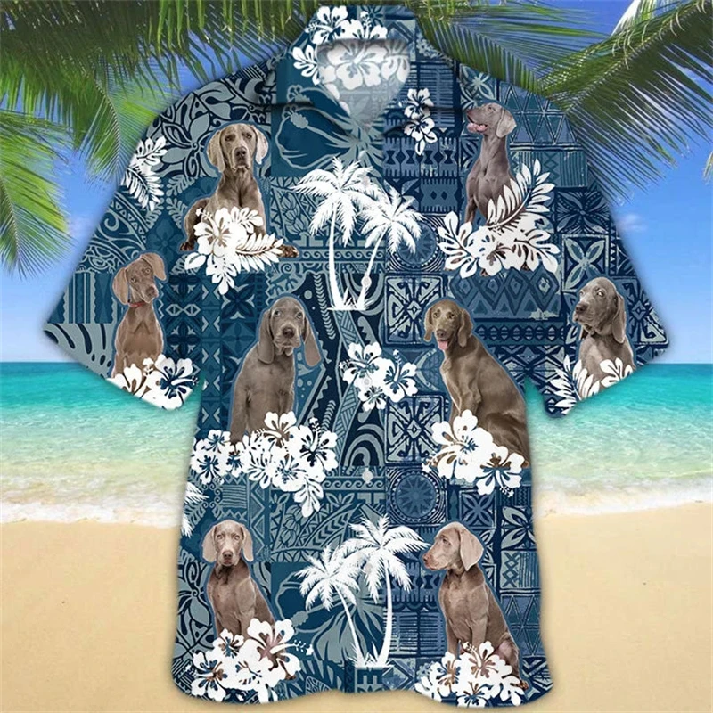 thumbnail image 1 of Camisa social para uso diario, camisas para hombre, blusa Weimaraner de manga corta con estampado de animales en 3D, camisetas casuales, ropa masculina de gran tamaño, 1 of 4