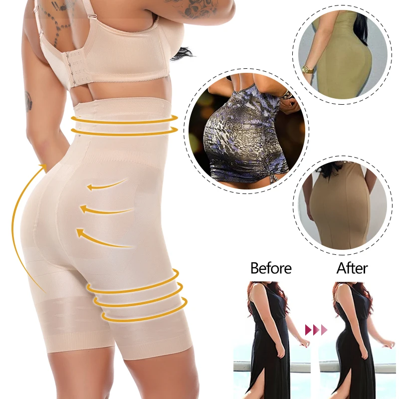 Women High Waist Seamless Waist Trainer Body Shaper Briefs Firm Control  Tummy Thong Shapewear Panties Girdle Slimming Underwear