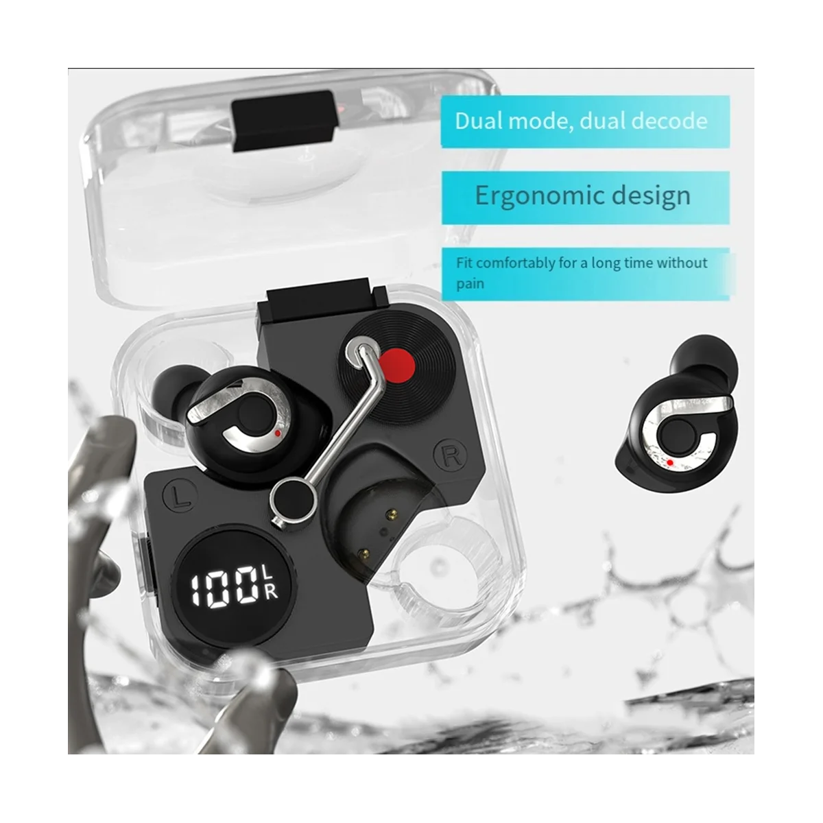 

Bluetooth 5.3 беспроводные наушники-вкладыши, стереогарнитура для звонков, шумоподавление, низкая задержка, спортивные наушники, черные