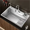 Light Luxury Silver Nano Sink for Kitchen Modern Stainless Steel Three-hole Kitchen Sinks Creative Household Sinks for Balcony 4