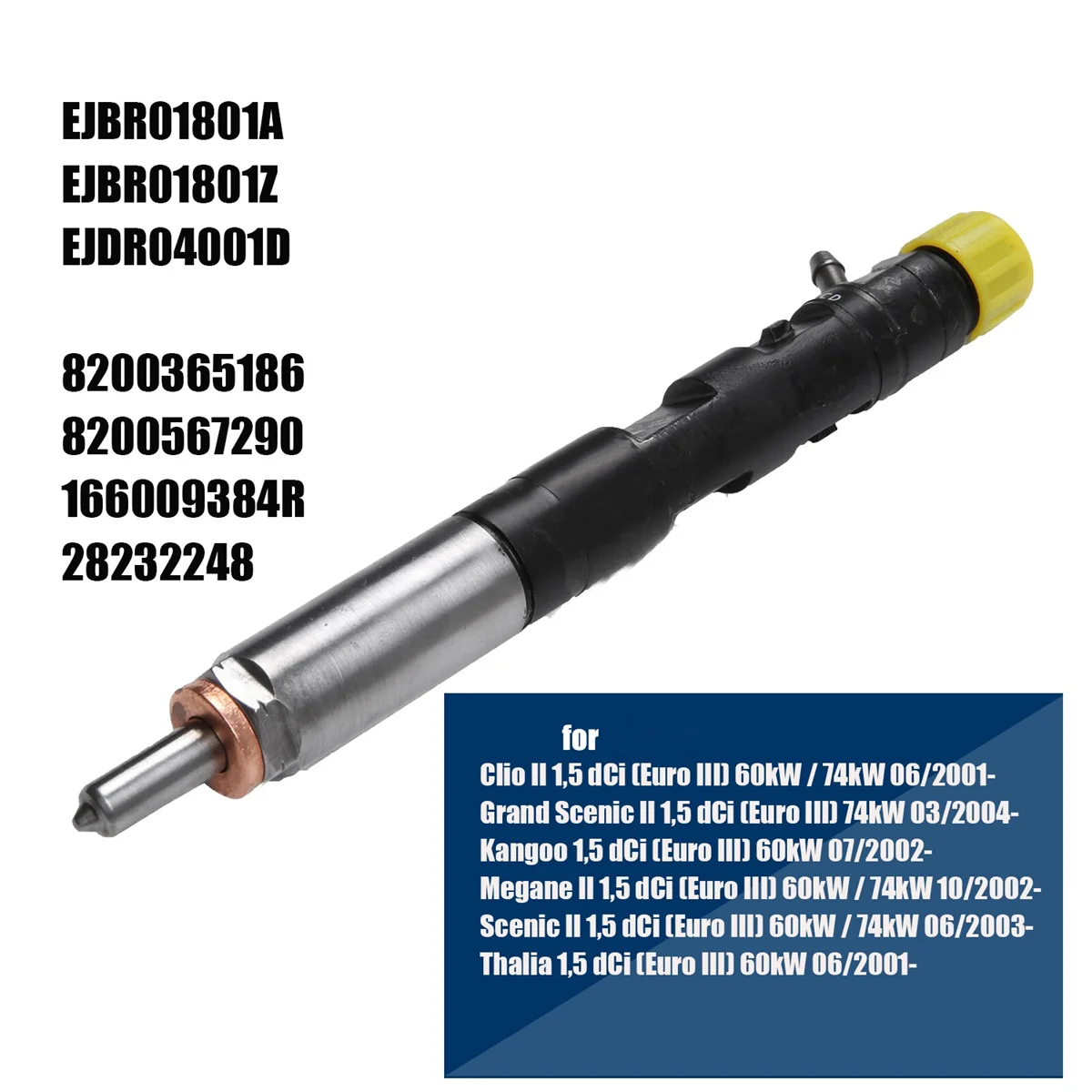 

New Diesel Fuel Injector Nozzle EJBR01801A / EJBR01801Z for Renault Clio Kangoo Megane Scenic 1.5 DCi Replace Delphi