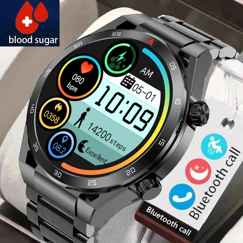 

Новинка 2023, мужские Смарт-часы с Bluetooth, звонки, измерение кровяного давления, пульса, температуры, водонепроницаемые умные часы с отслеживанием здоровья