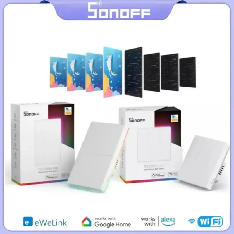 Sonoff T5 Wi-Fi Eu/Us Smart Wall Switch 120 / 86 Tipo Touch Led Light Multi-Sensoriale Ewelink Telecomando Tramite Alexa Google Tx