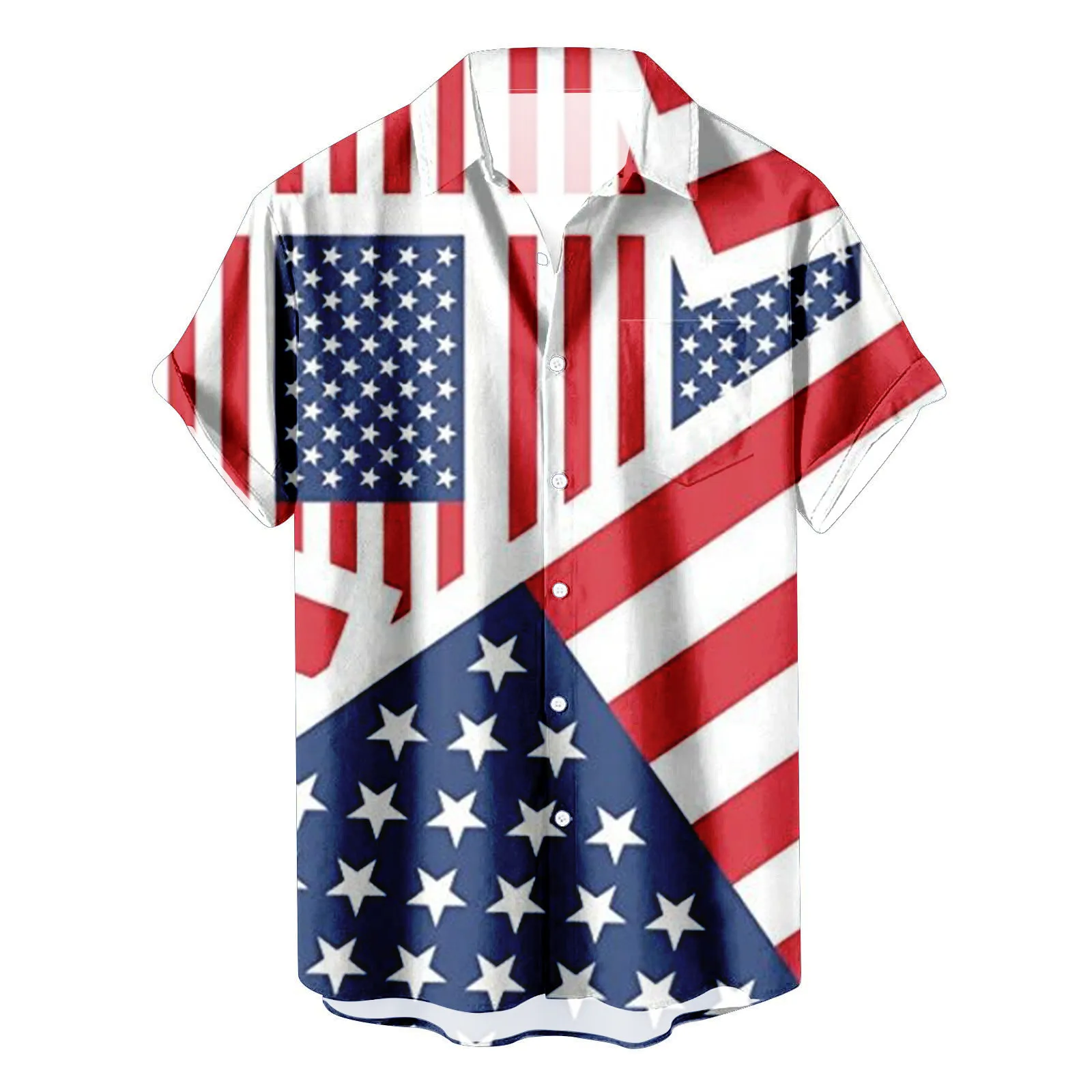 

4th Of July Shirts For Men American Flag 3d Print Men'S Independence Day Shirt Beach 3xl Short Sleeve Button Blusas Hombre