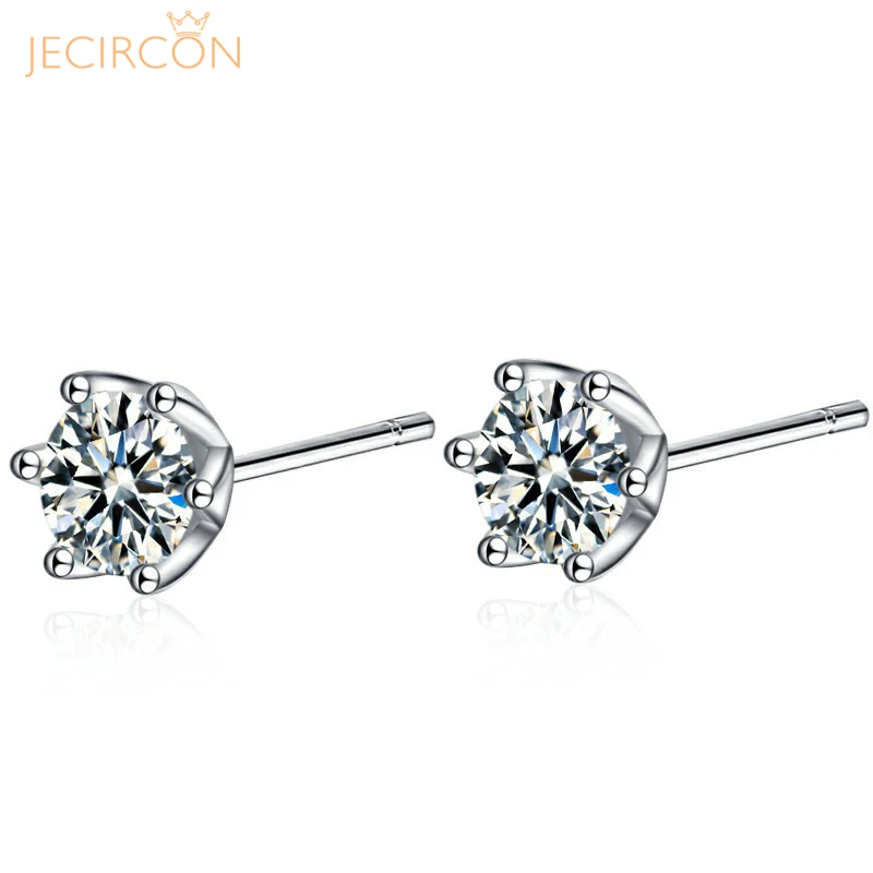 

JECIRCON 0.5 Carat Moissanite Earrings Small Fresh Hollow Ear Studs 925 Sterling Silver Temperament Ear Jewelry for Girlfriend