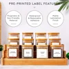 5oz Glass Jars Set with Spice Labels,Square Spice Jars with Bamboo Lids/Sticker Labels, Food Storage Container Canisters 5