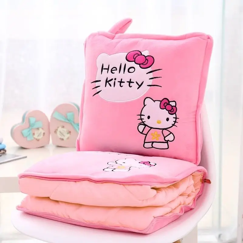 

Hello Kitty Cinnamoroll Anime Kawaii Sanrio Pillow Comforter Cute My Melody Kuromi Car Nap Student Office Blanket Girls Gifts