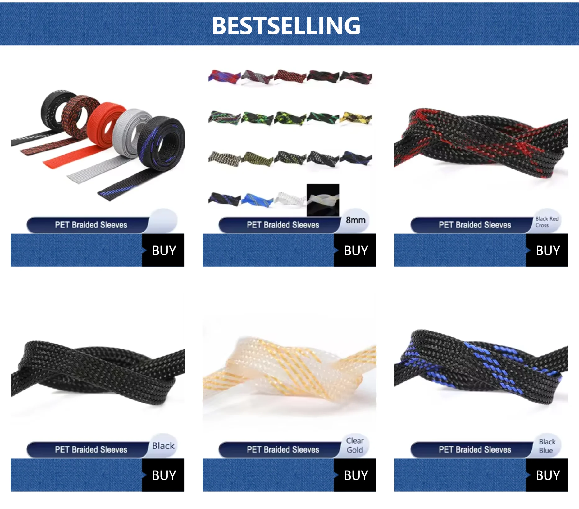 Description Picture 2 of item1-50M 8mm Insulated PET Braid Sleeve Sleeving Expandable High Density Cable Sheath Wrap Protector Braid For Wires