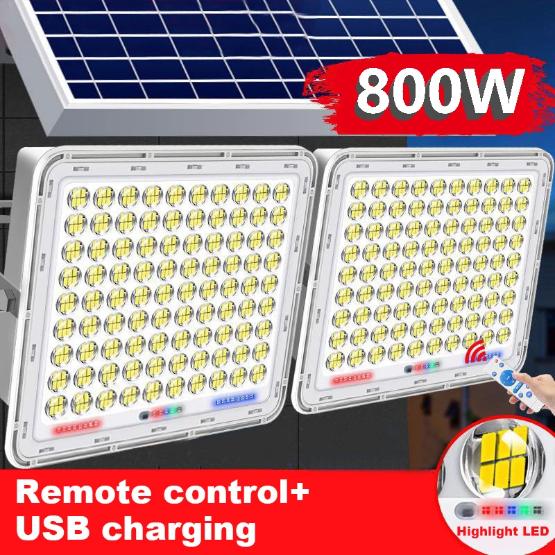 800W New Solar Outdoor Courtyard Light Home High Power Ultra Bright One Drive Two Induction Light Illumination Lamp Street Light