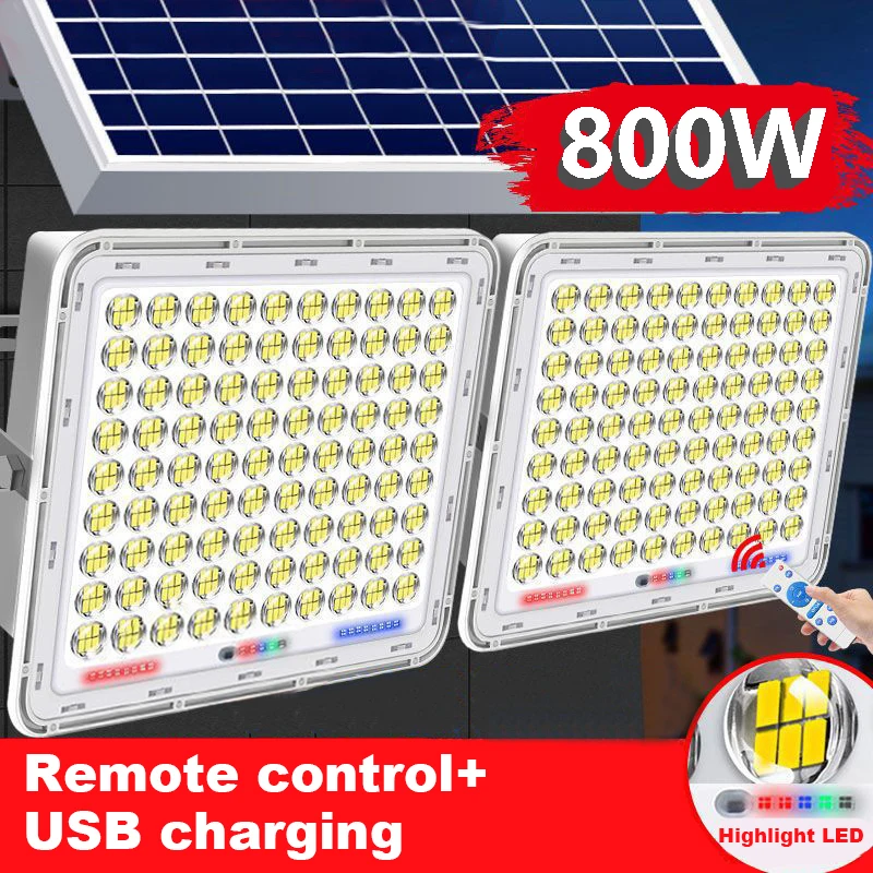 800W New Solar Outdoor Courtyard Light Home High Power Ultra Bright One Drive Due Luci Di Illuminazione A Induzione Lampione Stradale