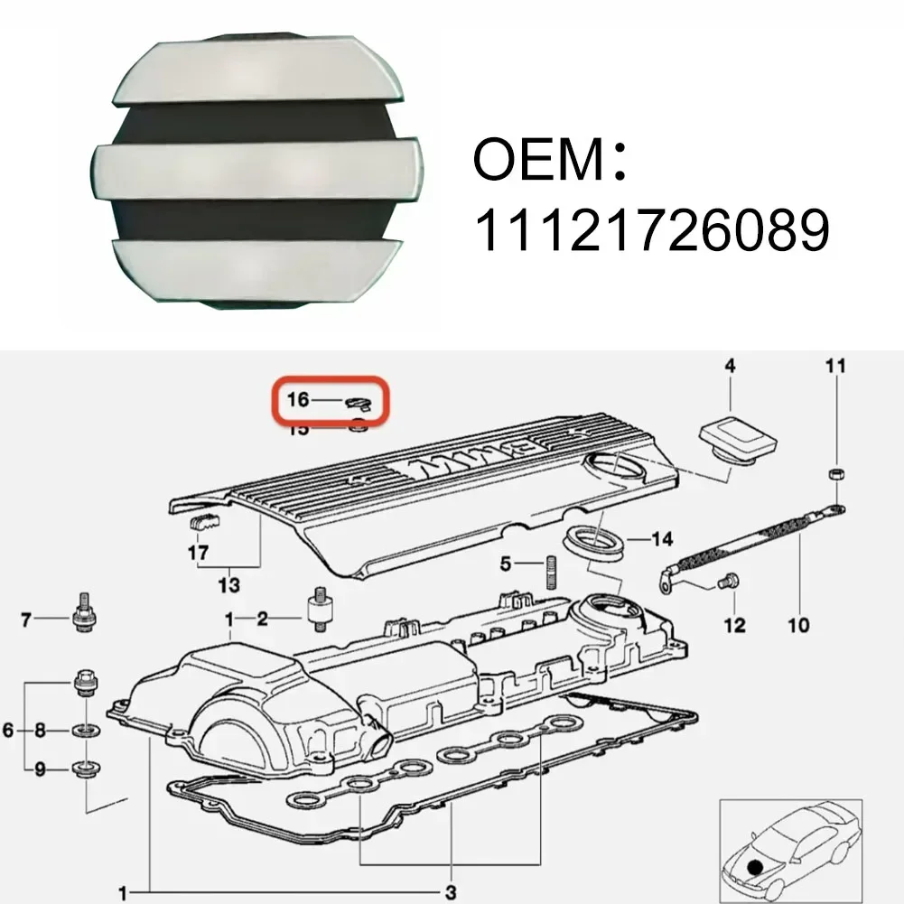 Copertura del Motore 11121726089 per BMW Serie 3 E34 E39 E46 M54, Parti di Ricambio per Motore - immagine 6