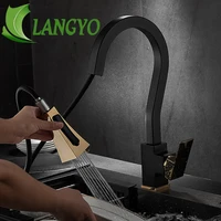 LANGYO ก๊อกน้ําอ่างล้างจานร้อนเย็น Mixer หมุนดึง Sprayer ก๊อกดาดฟ้าติดตั้งก๊อกน้ําทองเหลือง 3