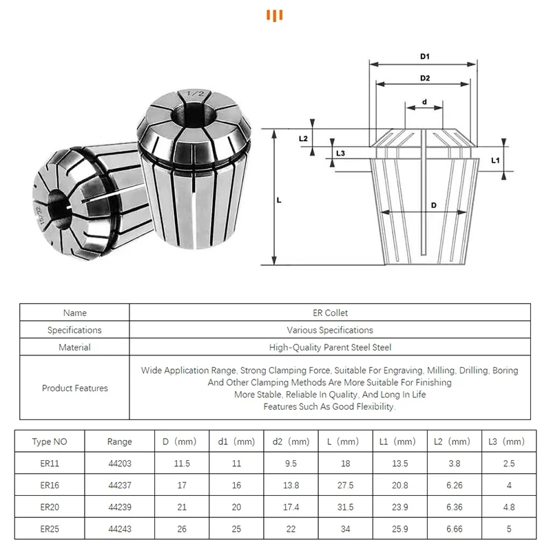 ER11 ER16 ER20 ER25 ER32 ER40 AA Collet Spring Chuck Set 1Set For CNC Engraving Machine Lathe Mill Tool spring collet collet chuck spring collet chuck engraving collet chuck