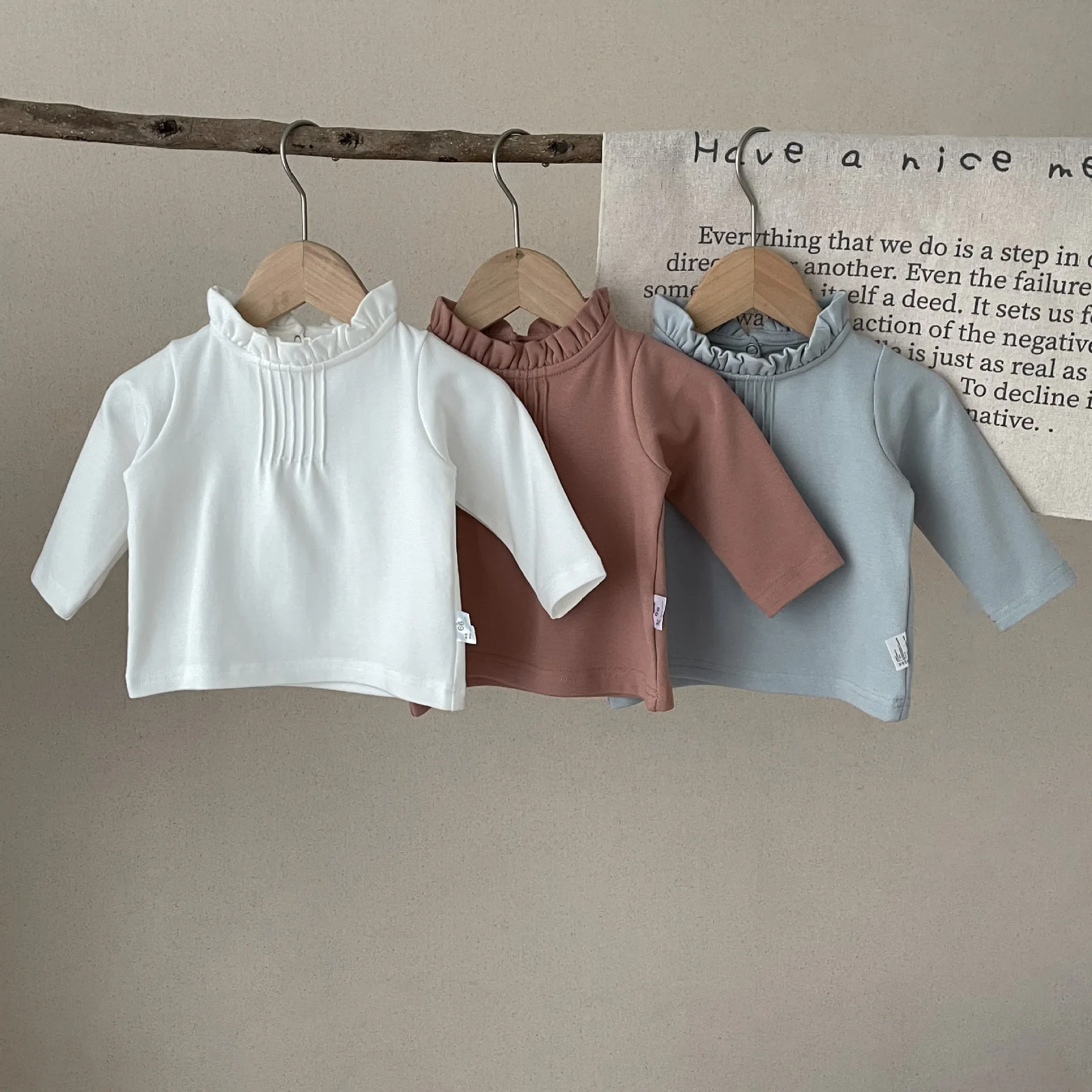

2023 New Autumn Children Long Sleeved T-shirt Girls Bottoming Blouse Kids Sweet Ruffles Collar Clothes Children's Pullovers