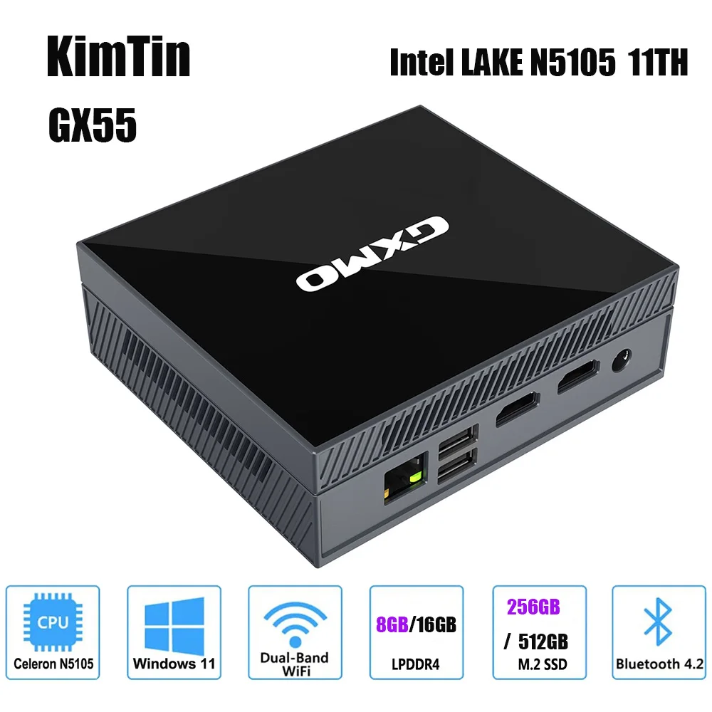 

Мини-ПК KimTin, Intel Celeron N5105, 16 ГБ/512 ГБ, Windows 11 Pro, 4K, 60 Гц, HDMI, VGA, Win 11, 8 ГБ, 256 ГБ, мини-ПК, Linux