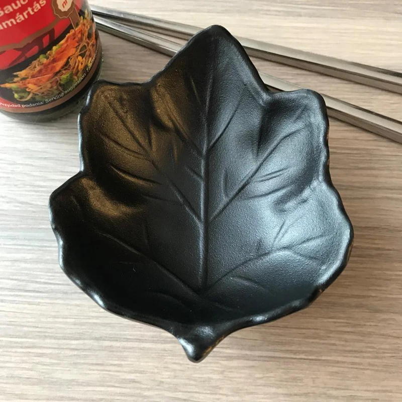 WHISM Creative Black Melamine Japanese Sushi Soy Sauces Dishes Condiment Butter Dish Tableware Snack Saucer Plate Serving Tray