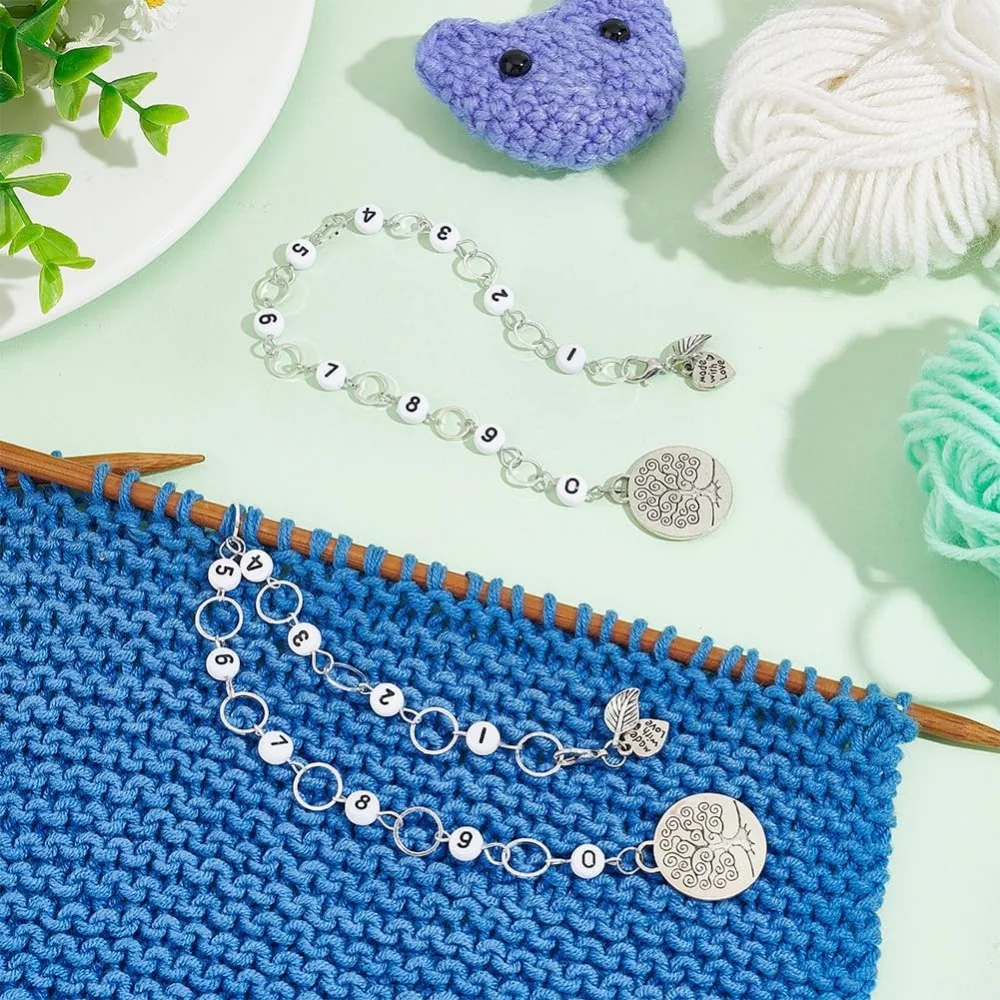 Tree of Life Knitting Row Counter Chains Number Beads Row Counter Chains Counting Accessories Knitting Crochet 2 Pcs knitting supplies,knitting craft supplies
